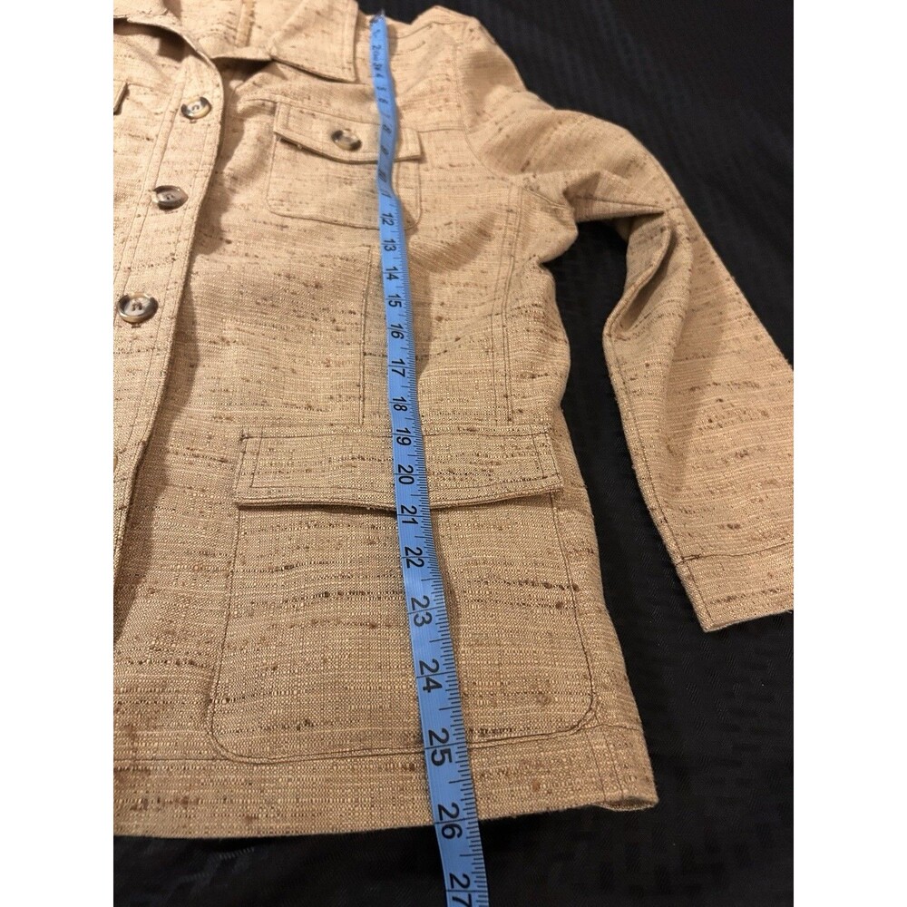 CAbi Beige Textured Tweed Button Front Utility Jacket - Women's Size 12 - Picture 5 of 6